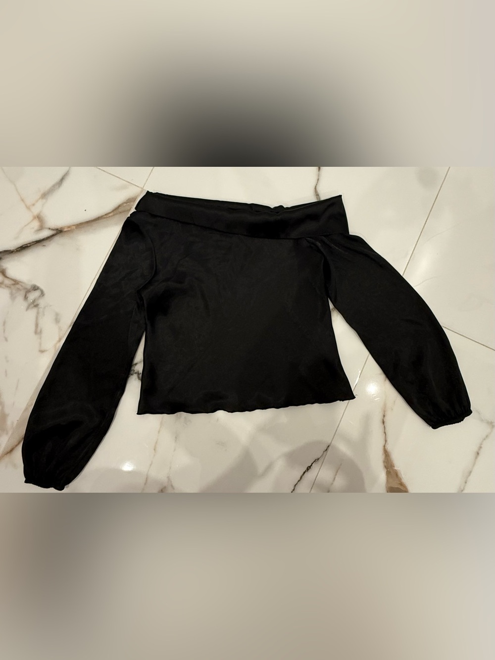 Express Black Metallic Sheen Off-Shoulder Top